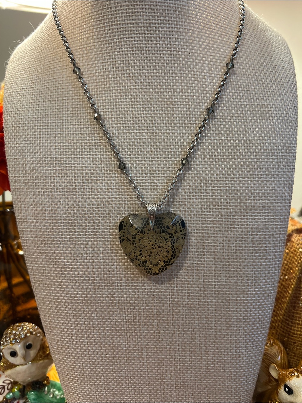 Brighton Lace Heart Pendsnt Necklace